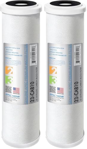 APEC 23-CAB10 US MADE 10" x 2.5" Carbon Block Water Filter For Reverse Osmosis System, White (Pack of 2) by APECWaterSystems