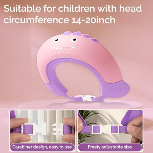 Thcbme Baby Shower Cap Shield, Shower Cap for Kids, Visor Hat for Eye and Ear Protection for 0-9 Years Old Children,Cute Dinosaur shape Makes the Baby Bath More Fun… (Pink) - Image 7