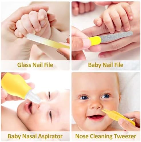 Baby Grooming Kit, Infant Safety Care Set with Hair Brush Comb Nail Clipper Nasal Aspirator,Baby Essentials Kit for Newborn Girls Boys (Yellow) - Image 6