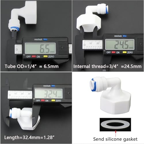 LYMLHVTG 3/4" Male & Female Elbow to 1/4" Push Fit Adapter for RO Filter - Image 6