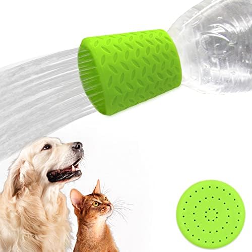 Silicone Dogs Shower Sprayer Head Attachment - Pet Shower Cap Sprinkler | Portable Outdoor Shower Heads for Camping, Hiking, Beach - Fits Most Plastic Mineral Water Bottle, 1 Pack Green by Bongpuda