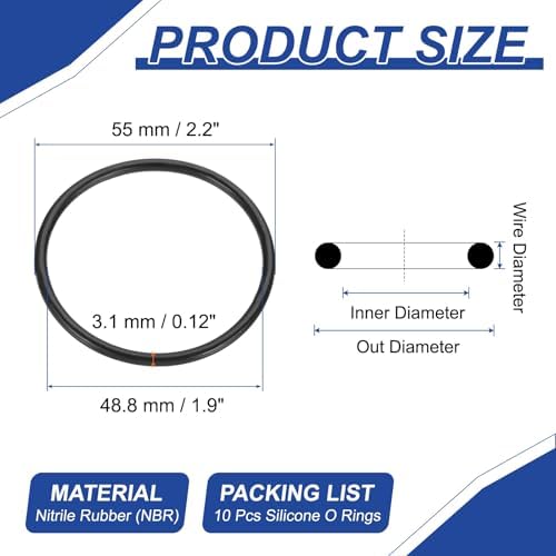 PATIKIL Silicone Sealing Rings 55x48.8x3.1mm Black 10Pcs - Image 2