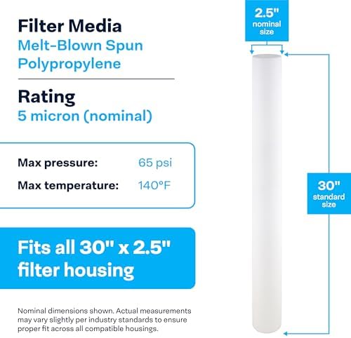 SpiroPure SP-P5-30 30x2.5 5 um Sediment Water Filter SDC-25-3005 P5-30 20PK - Image 3