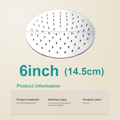 All Metal 6Inch Rain Shower Head - Heavy Duty Stainless Steel, Easy Install, High Water Flow, Ultra-Thin Modern Design for Bathroom (Chrome) - Image 2