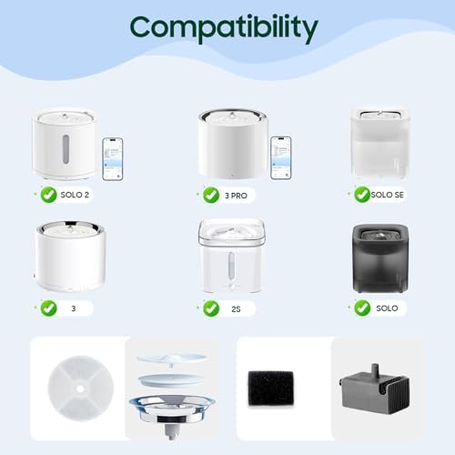 10 PCS Plastic Reduced Version Pet Cat Water Fountain Filters Fit For Solo 2/Solo SE,3 Pro/2S/3, Including Replacement Filters and Replaced Foam Pump Filter (10 pcs) - Image 3
