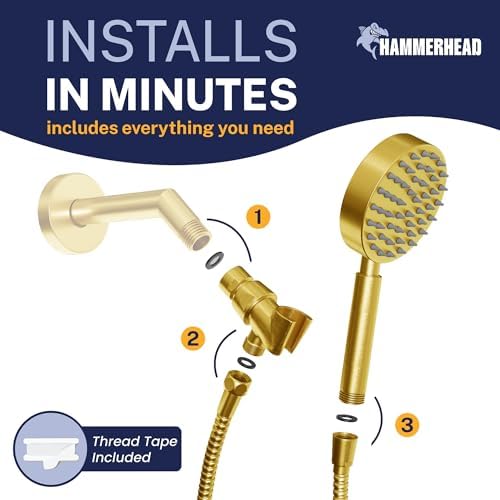 HammerHead Metal Handheld Shower Head High Pressure, 6ft Long Shower Hose - Image 5