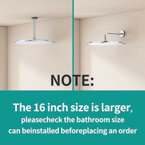 All Metal 16Inch Rain Shower Head - Heavy Duty Stainless Steel, Easy Install, High Water Flow, Ultra-Thin Modern Design for Bathroom (Chrome) - Image 3