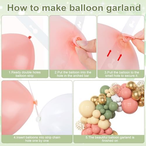 Amandir 153pcs Retro Green Pink Balloon Garland Arch Kit Different Sizes - Image 3
