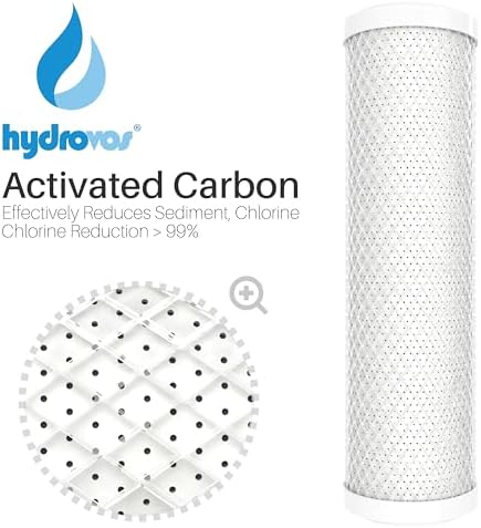 HYDROVOS CTO Carbon Block 5-Micron Sediment Water Filter, 10" x 2.5", NSF Certified Cartridge Replacement for Whole House Filtration System, RO System - Image 3
