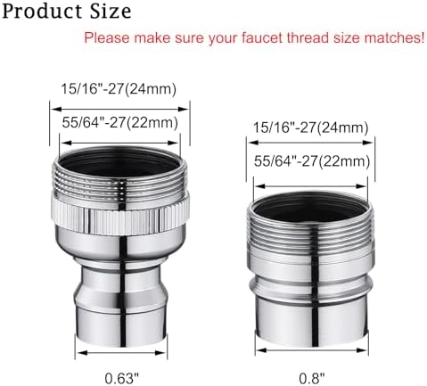 Dishwasher Faucet Adapter with Aerator, Faucet Adapter for Portable Washer, Dishwasher Snap Adapter Connection, for Kitchen/Bathroom Faucet, Chrome - Image 2