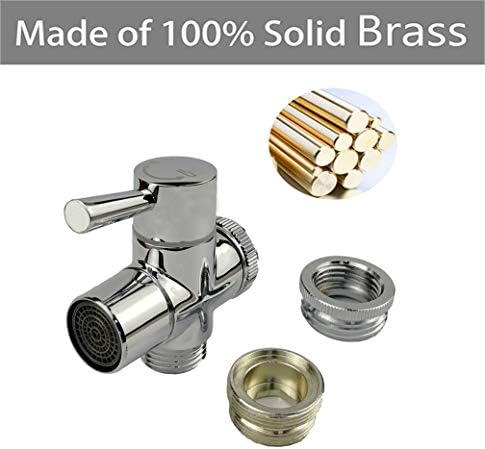All Brass Faucet Diverter Valve with Aerator, Sink to Garden Hose Diverter Adapter, for Bathroom/Kitchen Sink Faucet Connection Portable Washing Machine/Dishwasher (G1/2 * 3/4", Chrome) - Image 2