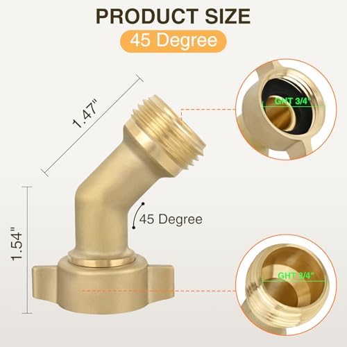 Nilight 45 Degree RV Hose Elbow, 3/4" Brass Water Connector Fitting - Image 2