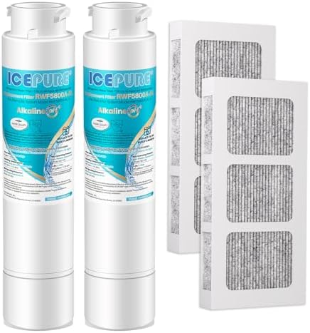 ICEPURE Alkaline RWF5800A-AL Refrigerator Water Filter and Air Filter Replacement for Frigidaire EPTWFU01, EWF02, Pure Source Ultra II, PureSource Ultra 2, BO022, MR022, SCWFTCTO, Enhances PH, 2Combo by ICEPURE