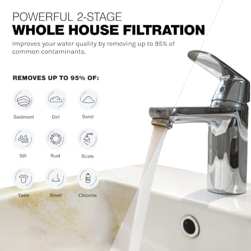 FI iFilters, Nature Provides The Water... We Supply The Purity! Whole House 2 Stage Water Filtration System w/Extra Filter Set, Sediment, Rust, Chlorine, Taste, Odor, 3/4 inch Ports, Gen2 - Image 3