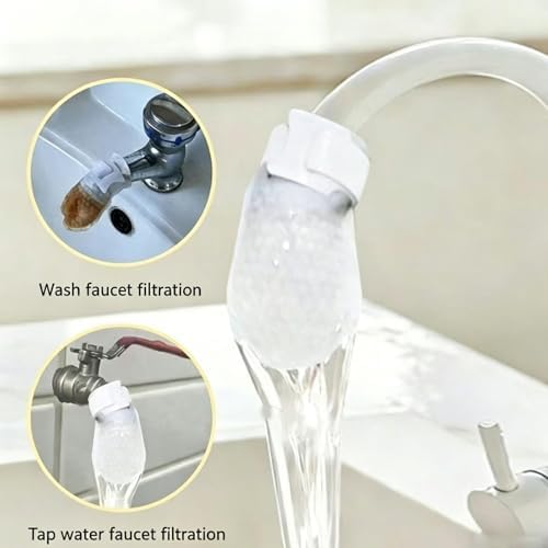 Sink Faucet Filter Sponge with Splash Guard & Adjustable Straps Water Filter Sponge for Clean Water in Camping Trips - Image 5