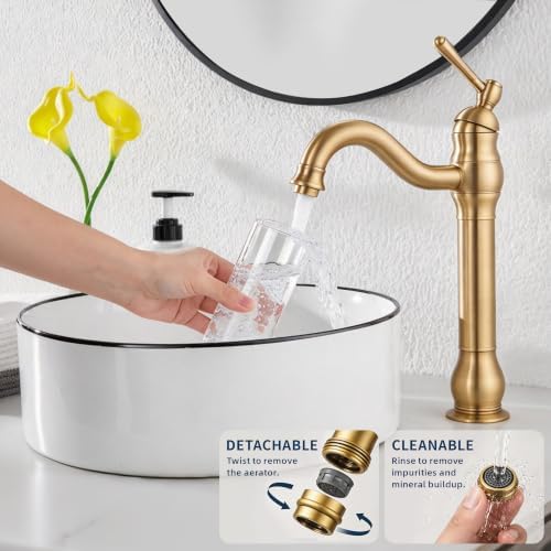 Antique Brass Bathroom Vessel Sink Faucet Single Handle - Image 4