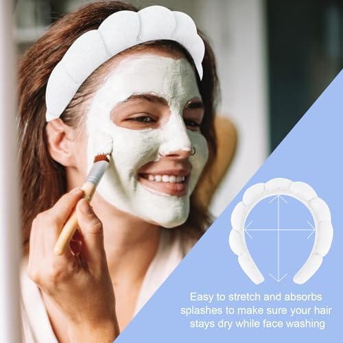 3 Pack Spa Terry Cloth Headbands - Puffy Hair Bands for Skincare, Makeup, and Face Washing - Image 3