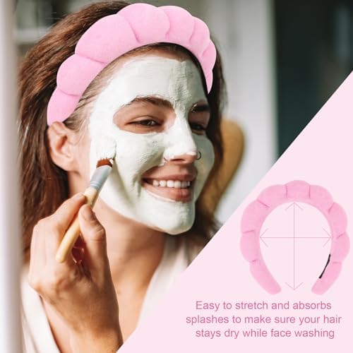 3 Pack Spa Headbands - Terry Cloth Puffy Hair Bands for Skincare, Makeup, and Face Washing - Image 3