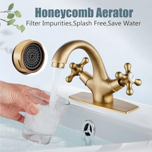 Aolemi Bathroom Sink Faucet 1 Hole or 3 Hole with Drain Antique Brass - Image 2