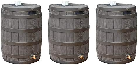 Good Ideas Rain Wizard Water Collection Barrel, 50 Gallon, Oak, 3 Pack by GoodIdeas