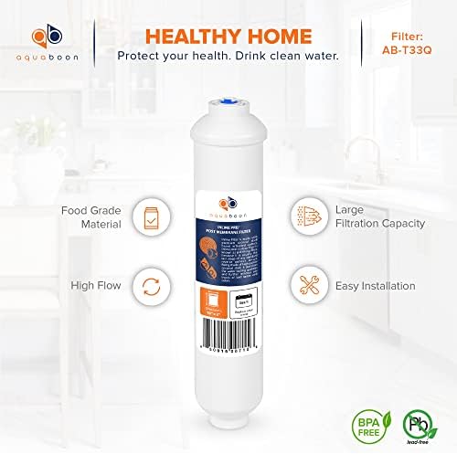 Aquaboon T33 Inline Post Activated Carbon Water Filter for Refrigerator, Ice Maker w/Quick Connect for 1/4 Water Line Compatible with ICF-10, 25-Pack - Image 3