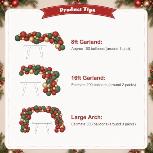 CROSSFINGERS Green Red Gold Balloon Arch Kit for Christmas Party Decoration - Image 7
