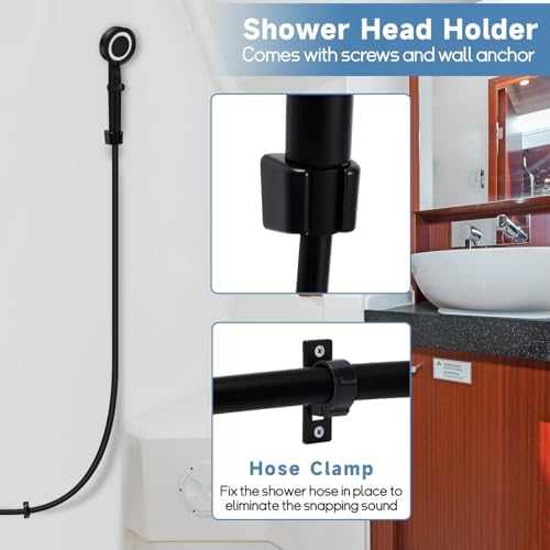5+1 Mode High Pressure Replacement Black RV Shower Head with Hose - Image 4