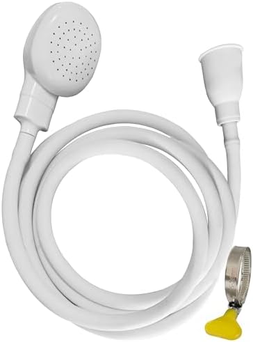 Portable Shampoo Sink Spray Hose, Faucet Attachment with Nozzle for Hair Washing, Baby & Pet Bathing, Vegetable Rinsing, White (White, 3M/9.84FT) by U-BCOO