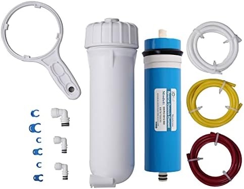 Huining 3012-500GPD Reverse Osmosis Membrane Housing Kit with 3/8 1/4 Quick Connector,Water Pipe,Wrench Whole Set Compatible with Residential Household Water Filtration System by HUINING