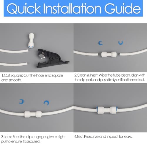 1/4 inch to 1/4 inch Quick Connect Adapter – 5PCS Push to Connect Fittings for RO Water Systems, Refrigerator Water Lines, Filters & Purifiers, Water Line Adapter Kit (1/4") - Image 4