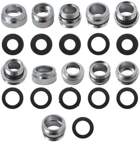 Upgraded 11-Pieces Faucet Adapter Kit Male Female Sink Faucet Adapter Includes Common Male and Female Sizes, Compatible with Removable Aerator Faucets by VAIRMUDO
