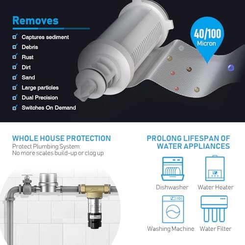 Frizzlife Under Sink Water Filter & Whole House Pre-Filter | NSF/ANSI 53&42 Certified 0.5 Micron Undersink Filter + 40/100 Micron Spin Down Sediment Filter for City/Well Water - Image 2