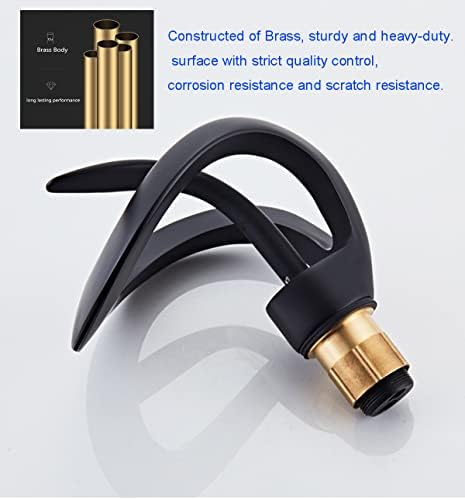 Black Bathroom Sink Faucet Waterfall Round Single Handle One Hole - Image 6