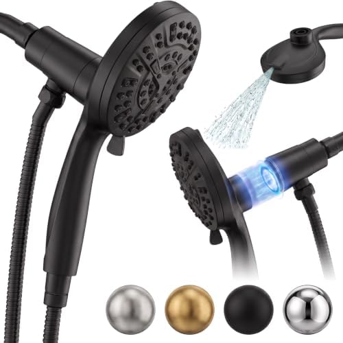 High Pressure Handheld Shower Head Matte Black- Anti-clog Nozzles, Built-in Power Wash to Clean Tub, Wall & Overhead Brackets,Magnetitc Rainfall Showerhead hand held by WCQQProfetionalSanitaryWare