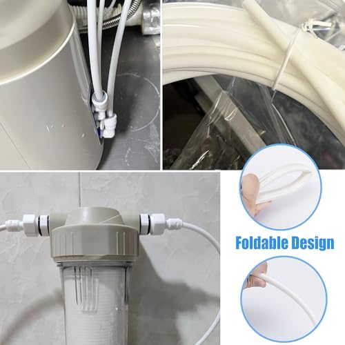Water Line Kit, Lifevant 1/4” O.D. Water Tubing 32.8FT for R.O. System and ice Maker with 12-PCS Quick Connect and Tubing Cutter - Image 6
