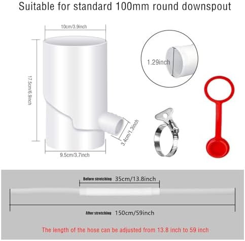 Rain Water Collection Barrel - Rainwater Collection System | UV Resistant Rain Barrel Diverter Kit | Portable Rain Barrels to Collect Rainwater from Gutter for Car Washing, Irrigation - Image 2