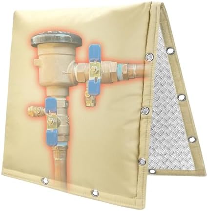 2-Way Opening Backflow Preventer Insulation Cover 5°F,Sprinkler Cover for Outside,5 Layers Waterproof 600D Sprinkler Valve Well Pump Cover for Winter Freeze Protection 30" W x 24" H, Khaki by HaoallBackflowCoversLLC