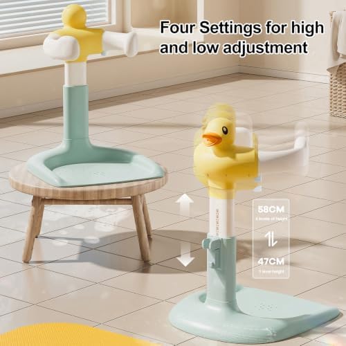 Adjustable Baby Shower Rack Anti-Slip Base Toddler Bath Stand Duck Design Portable Height Width Adjustable for 8-24 Months Kids B - Image 3