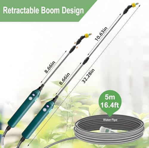 Battery Powered Sprayer Wand,Electric Plant Sprayer Telescopic Watering Wand with 16.4FT Hose,Rechargeable Electric Watering Sprayer Handle with 3 Adjustable Nozzles & Filter for Lawn, Yard and Garden - Image 5
