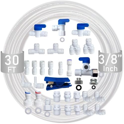 ESHIONG NSF Certified 3/8" O.D. Push to Connect Fittings for RO (Reverse Osmosis) Water Filter 30 pcs+30 feet 3/8" Water tubing. by ESHIONG