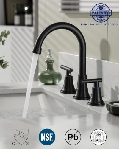 FORIOUS Matte Black Bathroom Faucet 3 Hole Vanity 2 Pack Commercial Faucet - Image 4