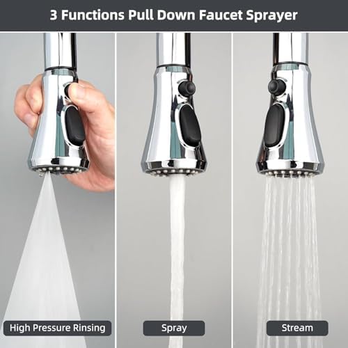 Hibbent Pull Down Spray Head for Kitchen Faucet, 3-Function Spray Nozzle - Image 2