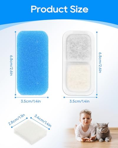 Cat Water Fountain Filter Compatible with oneisall PWF-001 2L/67oz, Cat Fountain Filters Replacement Fit for oneisall, Multilayer Filters System 8+8+8 Pack - Image 4
