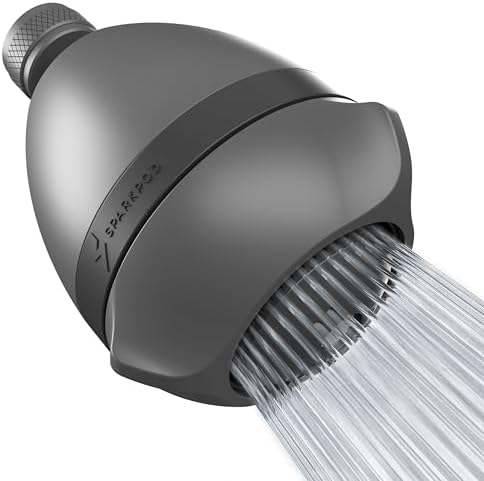SparkPod High Pressure Shower Head, 3 Inch Fixed Showerhead, Charcoal Grey by SparkPod