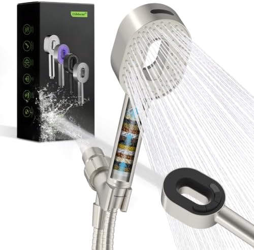 Hibbent Filtered Showerhead with handheld, High Pressure 5 Sprays Shower by Hibbent