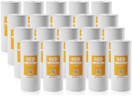 Max Water 5 Micron 10 x 4.5 inch Whole house Sediment Water Filter | Meltblown Polypropylene Well Water Filter Replacement Cartridges for DGD-5005, AP810, SDC-45-1001, GXWH30C, PP10BB (20 Pack) by MaxWater