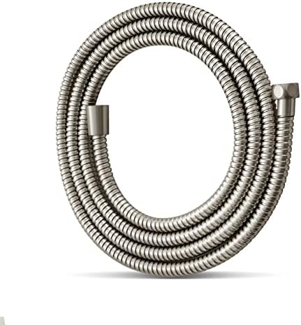 OFFO Shower Hose, Brushed Nickel 100 in Kink Free Stainless Steel Shower Hose Attachment Electroplating Handheld Shower Head Hose Flex Hoses Extension with Brass Insert & Nut for Pet Bathing Cleaning by OFFO