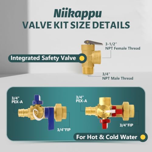 30 Sets Niikappu Tankless Water Heater Valve Kit, 3/4"FIPxPEX-A(Tool054-30) - Image 2