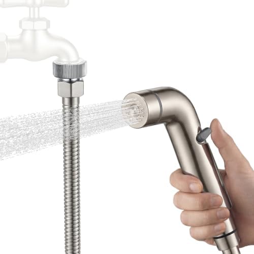 Dog Shower Attachment for Outdoor Pet Washing, High Pressure Hand Sprayer with ON/OFF Switch, 100 Inches Stainless Steel Hose, 3/4 GHT Female Connector, Brushed Nickel by YDmeet