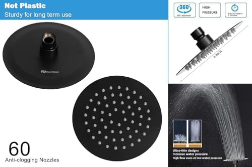 NearMoon Shower Head and 15 Stage Shower Filter Combo, High Pressure Filtered Shower for Hard Water, Improves the Condition of Your Skin, Hair (6 Inch, Black) - Image 2